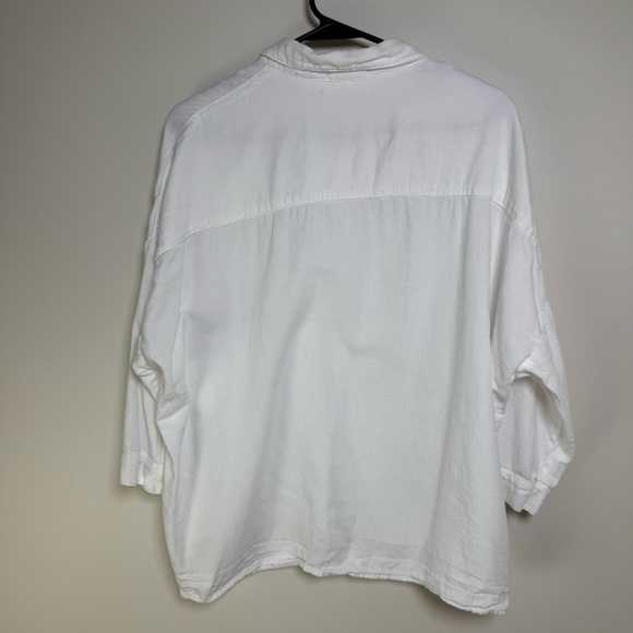 CP Shades Rooney Boxy Crop Blouse in White Cotton Voile Size Large - Picture 7 of 7